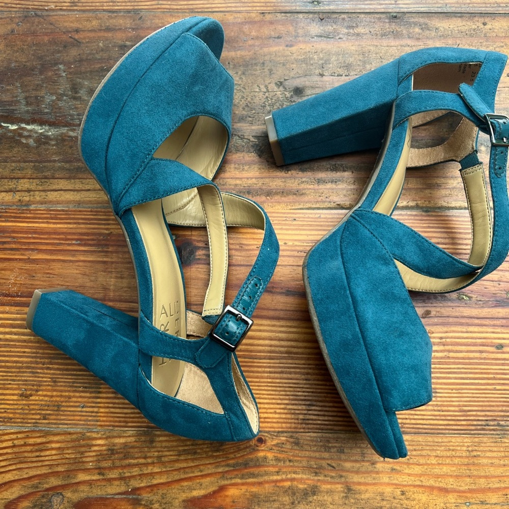 NATURALIZER Teal Platform Chunky Heels Women’s 6.5 - Picture 2 of 11